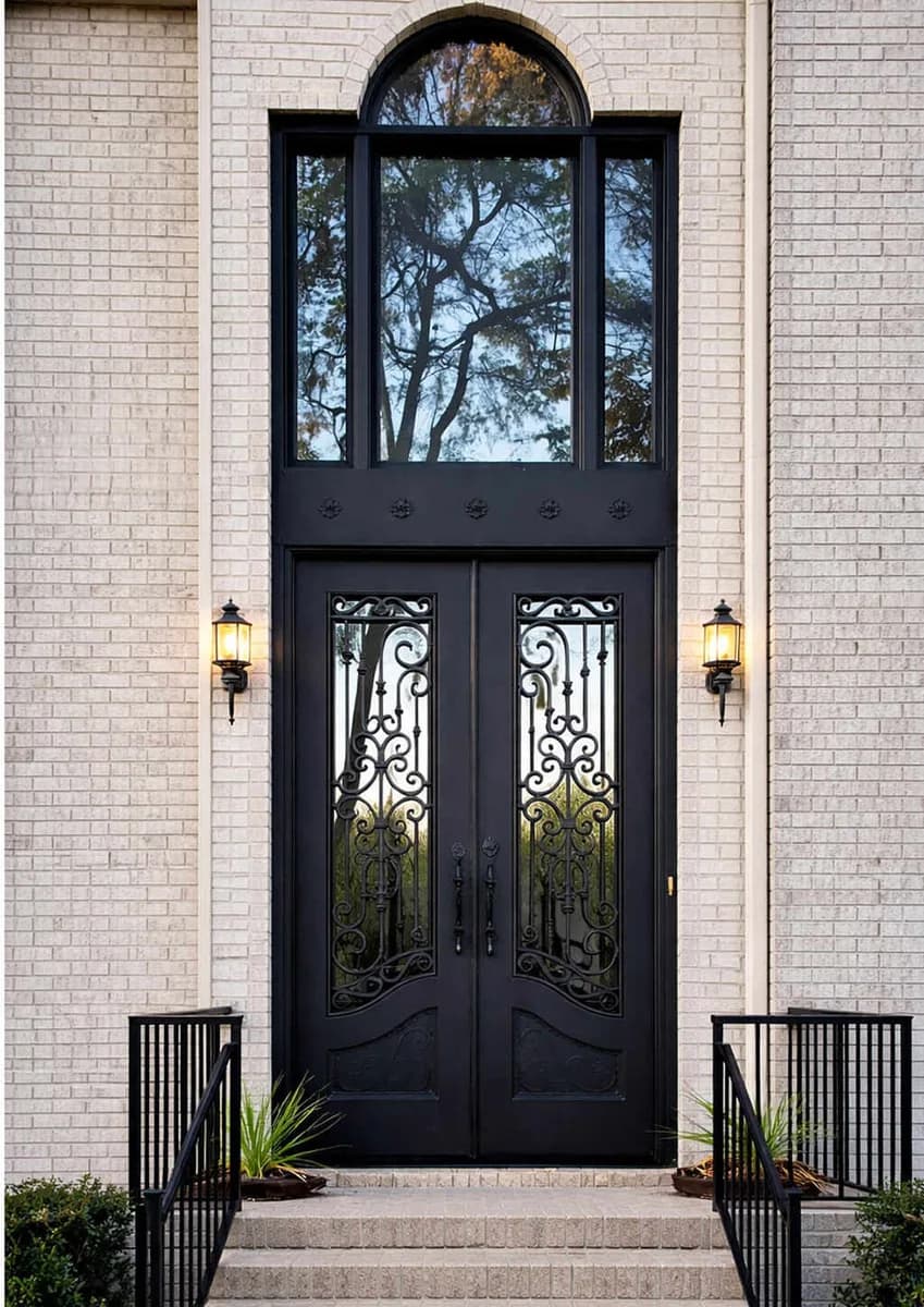 Double iron entry doors with transom — featured local project in Birmingham, AL
