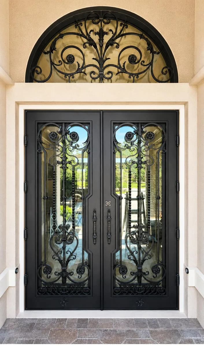 Double iron entry doors with transom — featured local project in Punta Gorda, FL