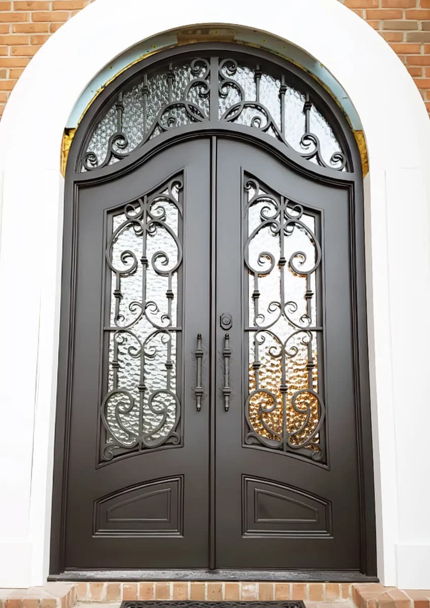 Double iron entry doors with transom — featured local project in Buford, GA
