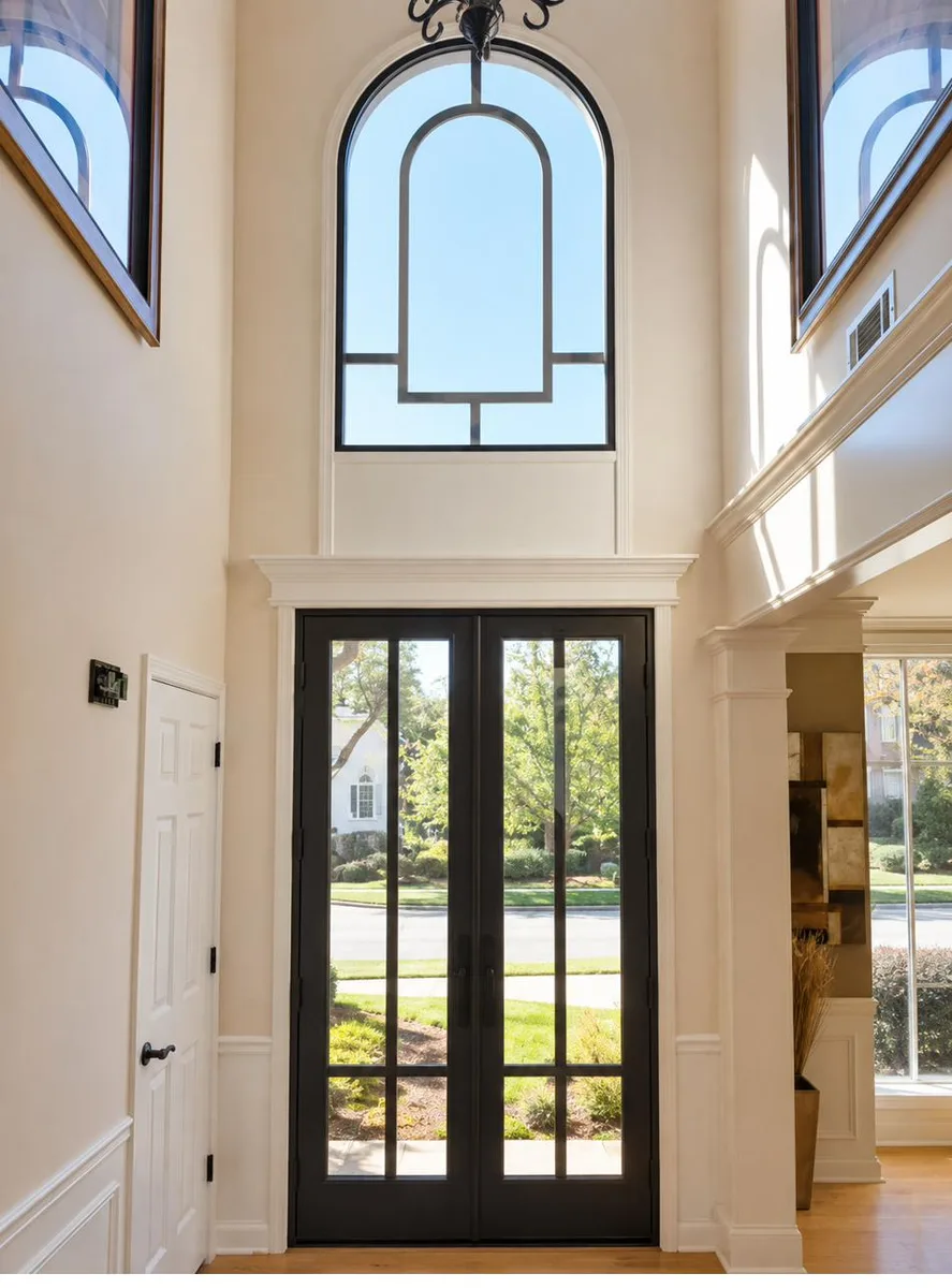 Double iron entry doors with transom — featured local project in Sandy Springs, GA