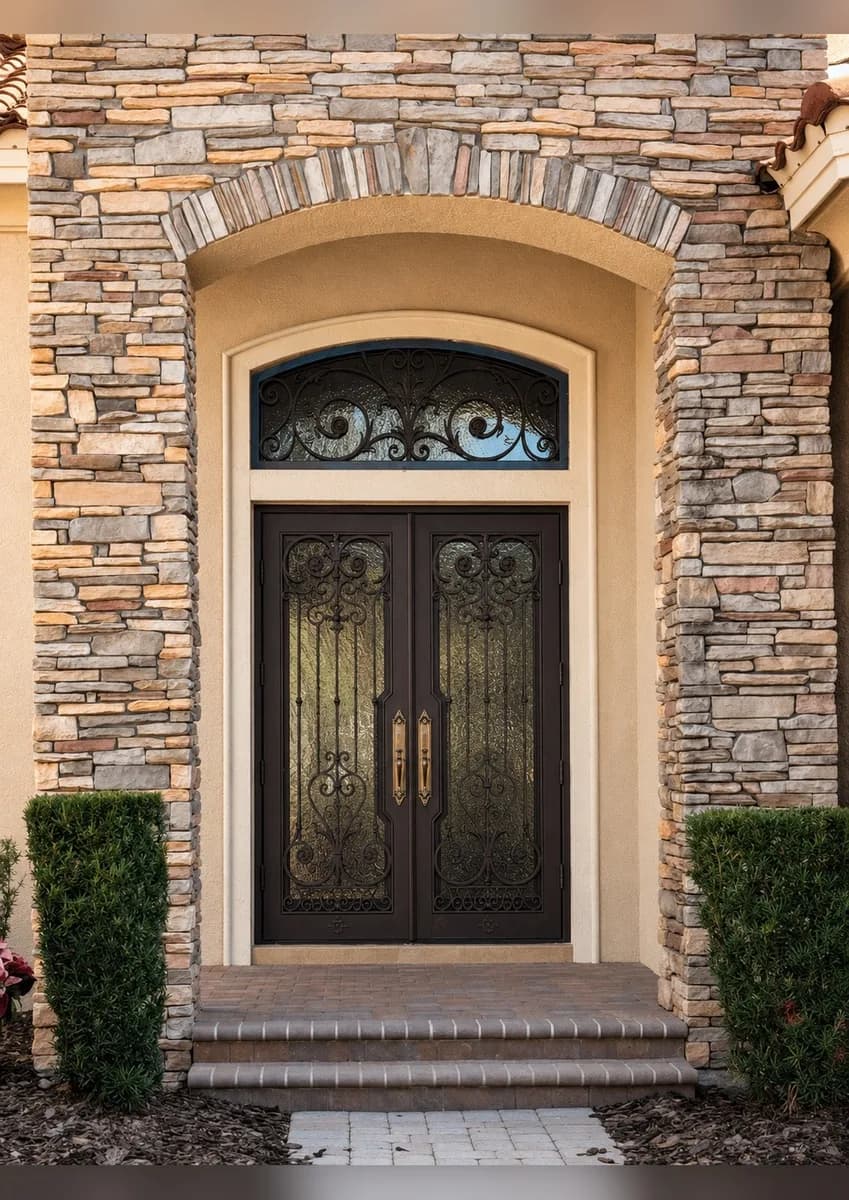 Iron Entry Door with Sidelights and Transom — Sarasota, FL