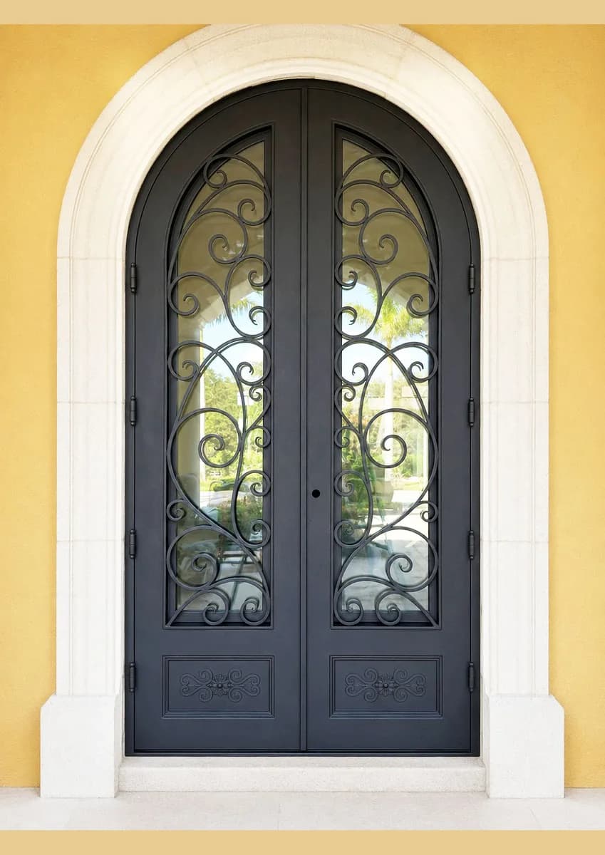Arched Scrollwork Double Iron Doors — Wellington, FL