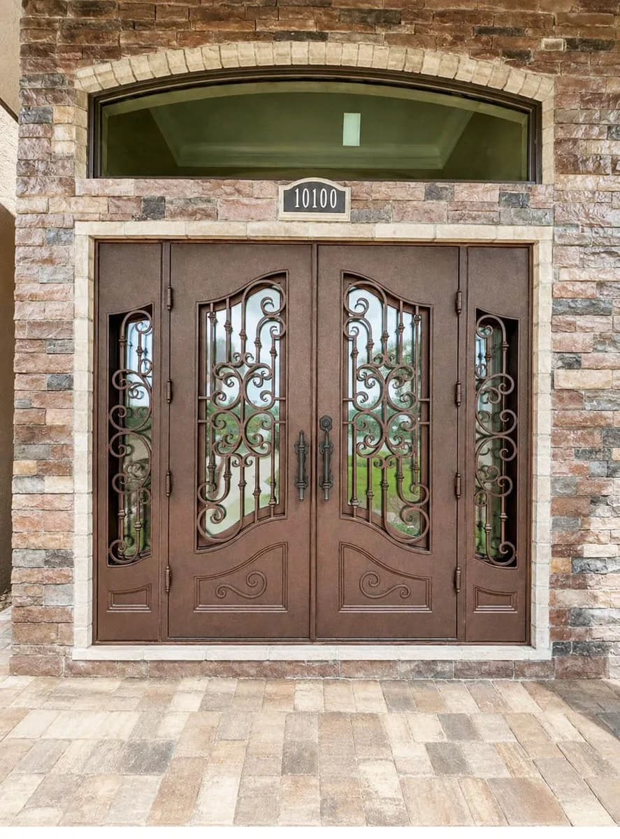 Ornate Double Iron Doors with Sidelights — Boca Raton, FL