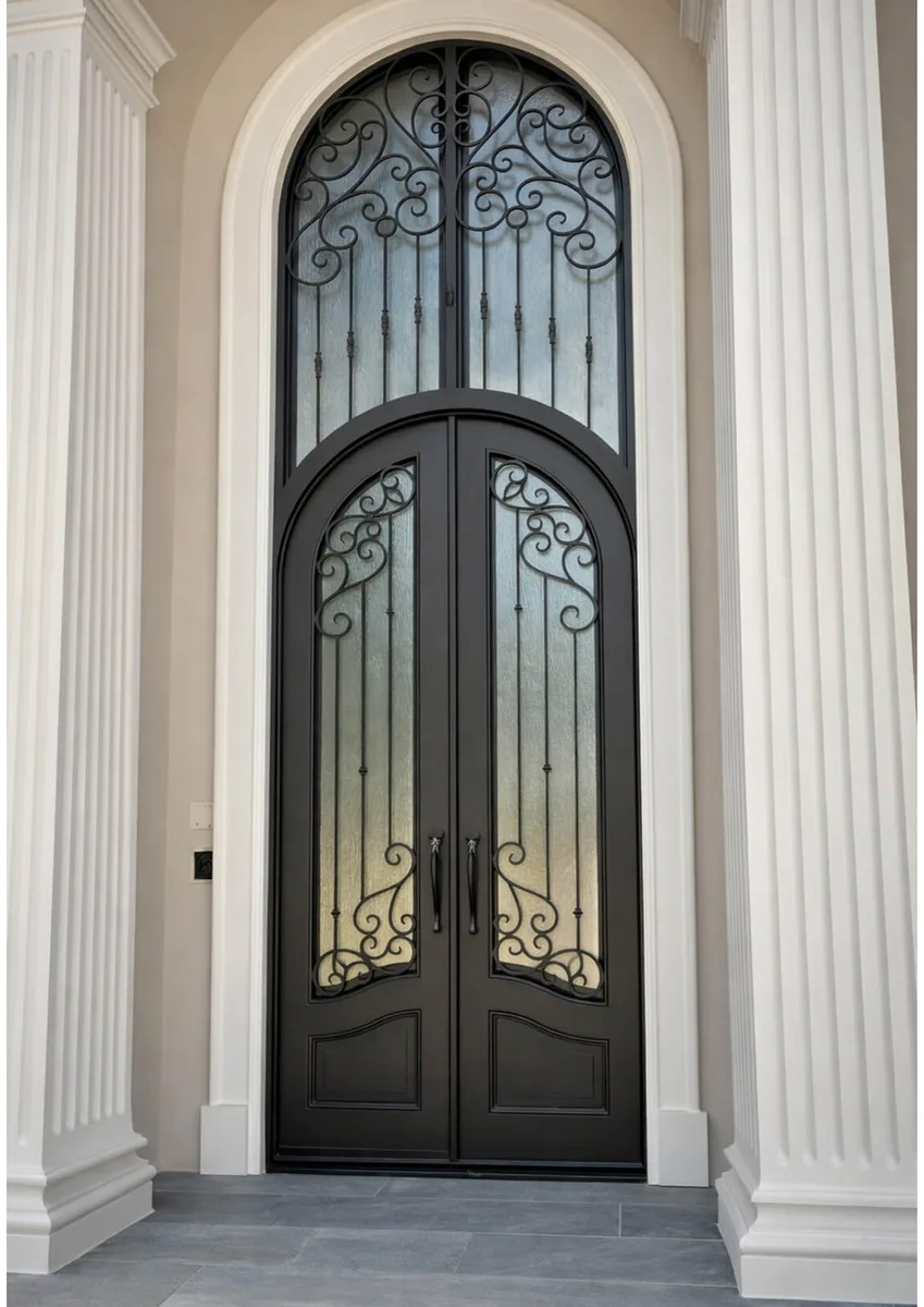 Double iron entry doors with transom — featured local project in Montgomery, AL