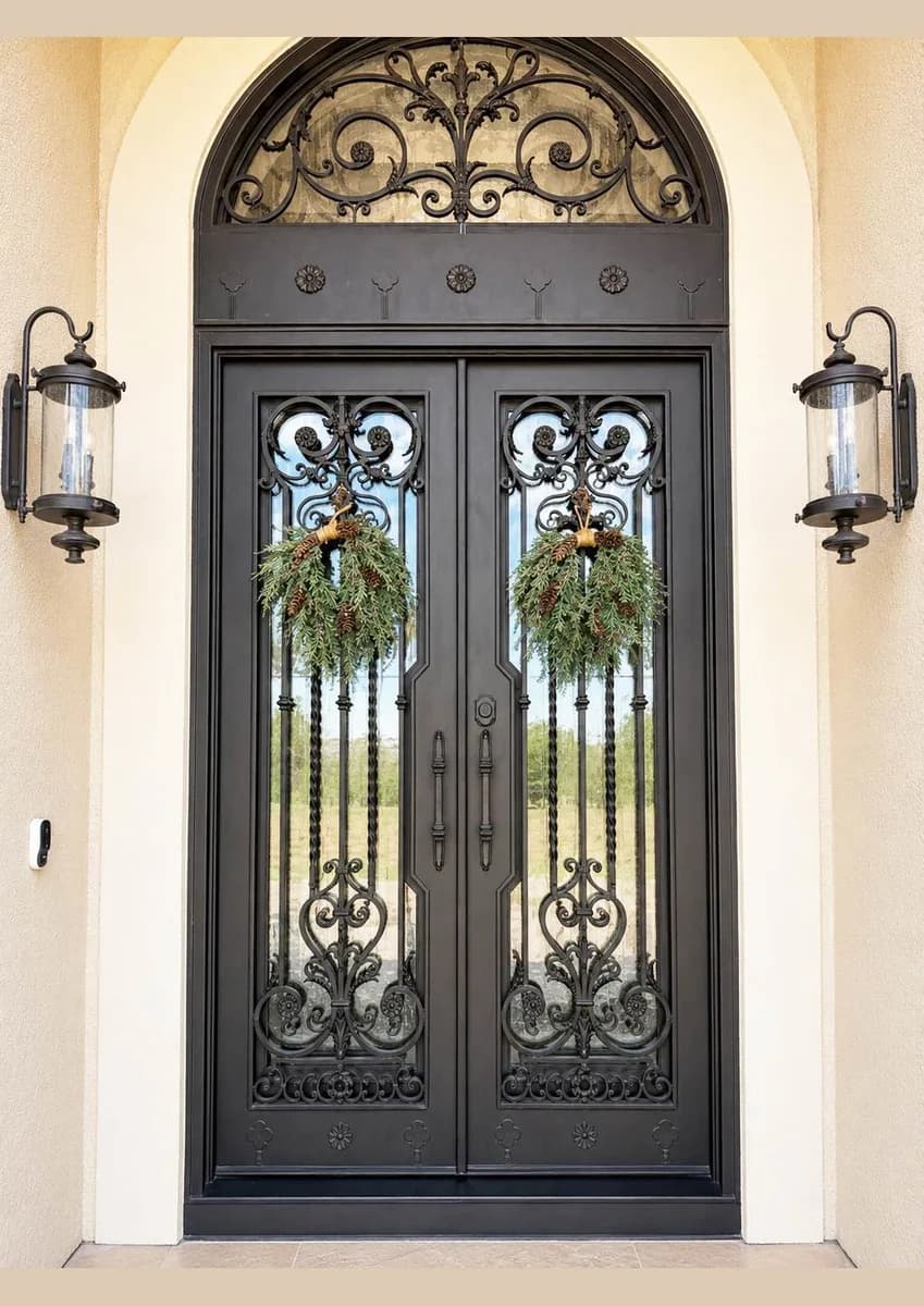 Double iron entry doors with transom — featured local project in Charleston, SC