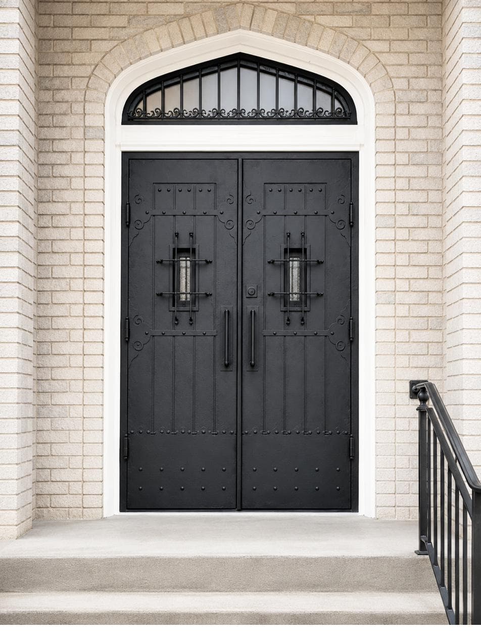 Iron Entry Double Door with transom- PS7339